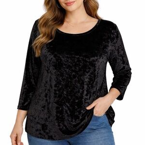 Westport 1962 Top Women's Extra Large Black Velvet Pull Over Blouse